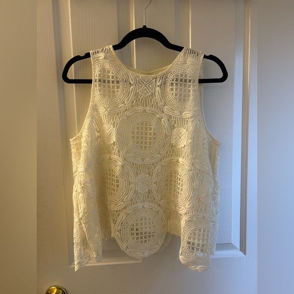 Banana Republic Ivory Circle Lace Sleeveless Top, Size Small - Picture 1 of 7